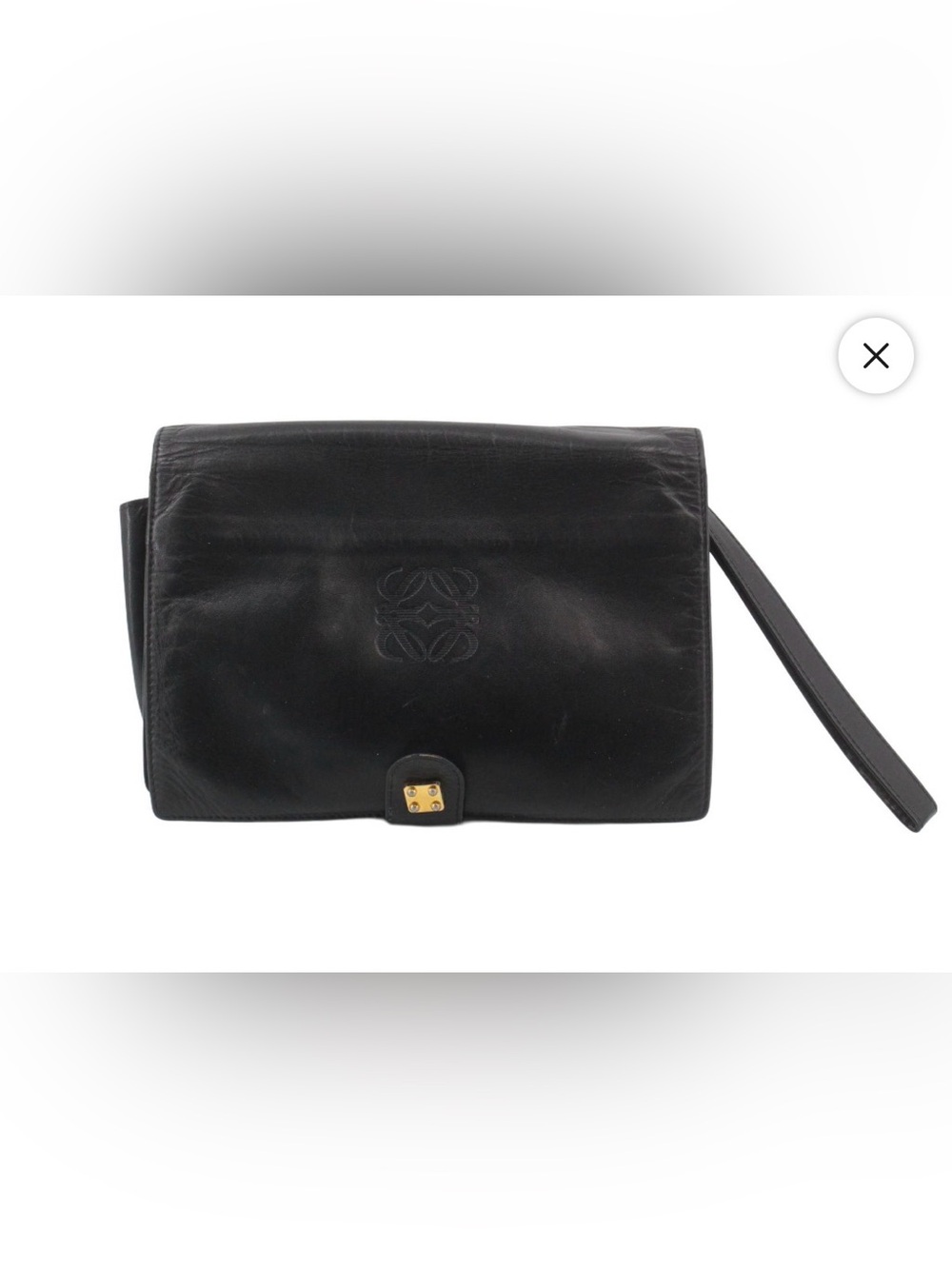Loewe Black Leather Clutch with Gold Tone Hardware